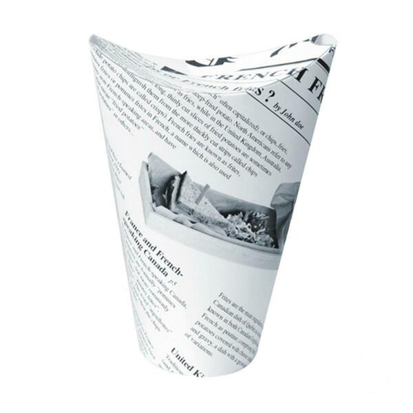 Packnwood 14 oz Happy Fries Newsprint Closable Perforated Snack Cup, 2.36 x 6.3 in. 210TPASK20